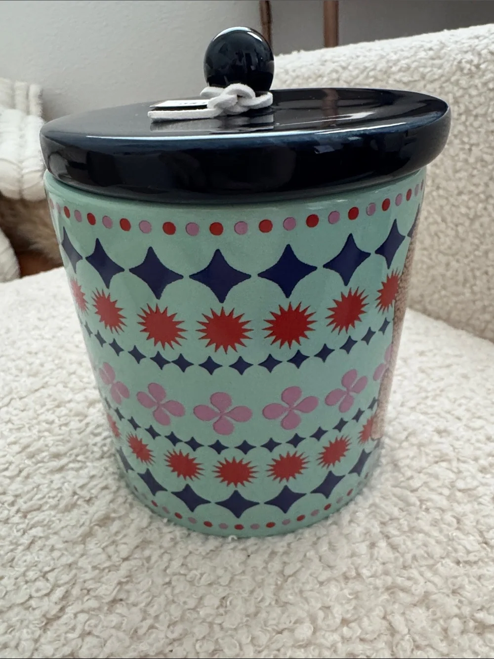 Anthropologie‎ Floral Jasmin Blossom Ceramic candle - Blue Leopard Maeve